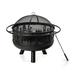 Costway 30 Inch Outdoor Wood Burning Fire Pit with Fire Poker and Cooking Grill-Black
