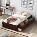 Modern and Vintage Solid Pine Twin Size Platform Storage Bed with 3 Drawers, Environmentally Friendly Materials Production