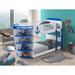 Modern Neptune Twin over Twin Solid Wood Bunk Bed with Storage Shelves & Built-In Ladder & Guard-Rail