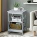 3-Tier Nightstand End Table with X Design Storage