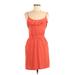 Lush Casual Dress - Mini Scoop Neck Sleeveless: Orange Print Dresses - Women's Size Small