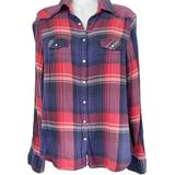 American Eagle Outfitters Tops | American Eagle Plaid Button Down | Color: Blue/Red | Size: M