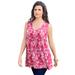 Plus Size Women's Swing Ultimate Tank by Roaman's in Pink Burst Tropical Leaves (Size 26/28) Top