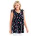 Plus Size Women's Ruched-Shoulder V-Neck Tunic Tank by Woman Within in Multi Graphic Floral (Size 26/28)