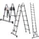 A-Frame Ladder Telescopic Straight Ladder 2 in 1 Combination Stepladder EN131 Standard with Stabilizer Bar 1.9+1.9M (3.8M)