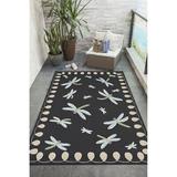 Blue/Brown 48 x 30 x 0.375 in Area Rug - DBK Transitional Rugs Frontporch Dragonfly Indoor/Outdoor Rug Midnight 2' X 3' | Wayfair DBKFTP34204847
