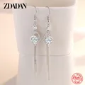 ZDADAN-Boucles d'oreilles double cœur CZ en argent regardé 925 pour femme bijoux à breloques