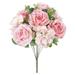 Set of 2 Blush Pink Artificial Elegant Rose Hydrangea Flower Stem Bush Bouquet 19in - 19" L x 12" W x 12" DP