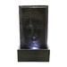 32.25" Chrome Black Buddha Wall Fountain with 4 White LEDs