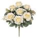 Set of 2 Cream Ivory Artificial Rustic Rose Flower Stem Bush Bouquet 18in - 18" L x 10" W x 10" DP