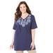 Plus Size Women's Easy Fit Peasant Tee by Catherines in Navy Medallion Placement (Size 0X)