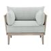 Bernhardt Catalonia Patio Chair w/ Cushions Wood/Metal in Gray, Size 26.0 H x 38.0 W x 31.5 D in | Wayfair O1502_6032-010