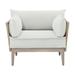 Bernhardt Catalonia Patio Chair w/ Cushions Wood/Metal in Gray, Size 26.0 H x 38.0 W x 31.5 D in | Wayfair O1502_6032-002