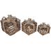 3 Lighted Rattan Gift Boxes Burlap Bows Table Top Christmas Decoration