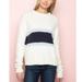 Brandy Melville Sweaters | Brandy Melville White/Blue/Navy Striped Crewneck Bernadette Wool Sweater | Color: Blue/White | Size: One Size