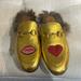 Gucci Shoes | Gucci Princetown Heart Lips Loafers | Color: Gold | Size: 35 1/2