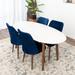 Reese 5-Piece Oval Dining Set w/ 4 Velvet Dining Chairs in Navy