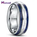 NUNCAD-Bague de mariage en carbure de tungstène pour homme météorite lapis-lazuli cadeau qualité