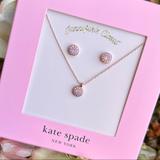 Kate Spade Jewelry | Kate Spade Crystal Halo Pendant Necklace & Earrings Set | Color: Pink | Size: Os