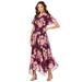 Plus Size Women's Floral Sequin Dress by Roaman's in Dark Berry Sequin Floral (Size 18 W)