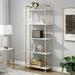 Ivinta White Gold Bookshelf, Open Etagere Bookcase with Metal Frame