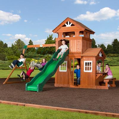 Backyard Discovery Shenandoah Cedar Wood Swing Set, Slide, Clubhouse
