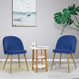 Ivinta Modern Velvet Dining Chairs Set of 2, Light Blue Accent Chair Armless Chairs with Golden Metal Legs