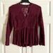 American Eagle Outfitters Tops | American Eagle Maroon Lace Bell Sleeve Long Sleeve Top * | Color: Purple/Red | Size: S