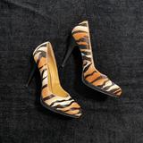 Nine West Shoes | Animal Print Nine West Heels | Color: Black/Orange | Size: 7.5