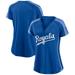 Women's Fanatics Branded Royal/Light Blue Kansas City Royals True Classic League Diva Pinstripe Raglan V-Neck T-Shirt