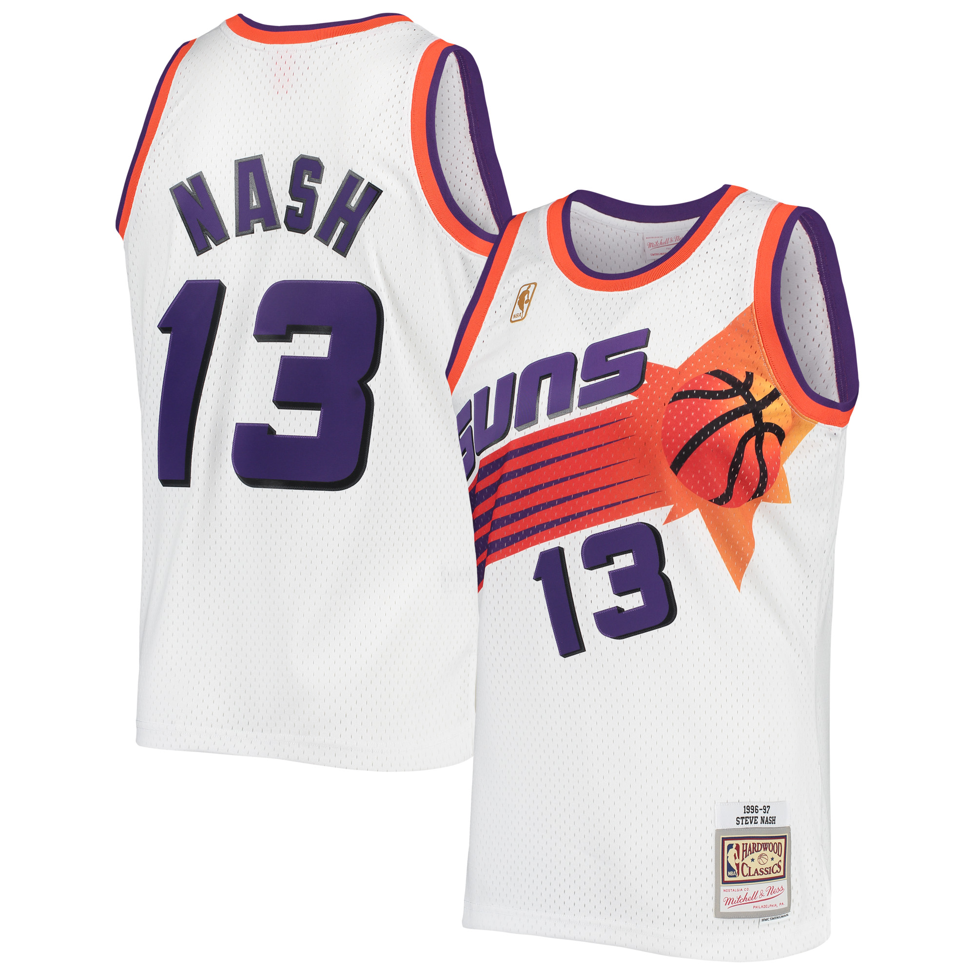 Mitchell & Ness Steve Nash Weißes Phoenix Suns 1996/97 Hardwood Classics Swingman-Trikot für Herren Image