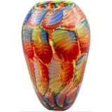 Dale Tiffany 13.75" Indoor/Outdoor Glass Table Vase in Blue/Green/Red | 13.75 H x 8.25 W x 8.25 D in | Wayfair AV20357