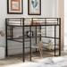 Isabelle & Max™ Loft Metal&MDF Bed w/ Long Desk & Shelves Wood in Black/Brown | 71.55 H x 56.25 W x 77.95 D in | Wayfair