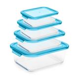 Prep & Savour Almsley Meal Prep w/ Lids 4 Container Food Storage Set Glass in Blue | 6 H x 10 W x 10 D in | Wayfair