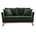 Canapé scandinave déhoussable 2 places en tissu effet velours kaki et bois clair oslo - Kaki