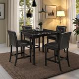5-Piece Kitchen Table Set Marble Top Counter Height Dining Table Set with 4 Chairs