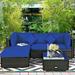 Gymax 5PC Rattan Patio Conversation Set Outdoor Furniture Set w/