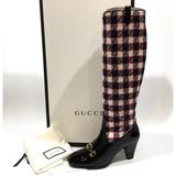 Gucci Shoes | Gucci Gg Zumi Plaid Tweed Knee High Boots -Black -Us 9 -New | Color: Black/Red | Size: 9