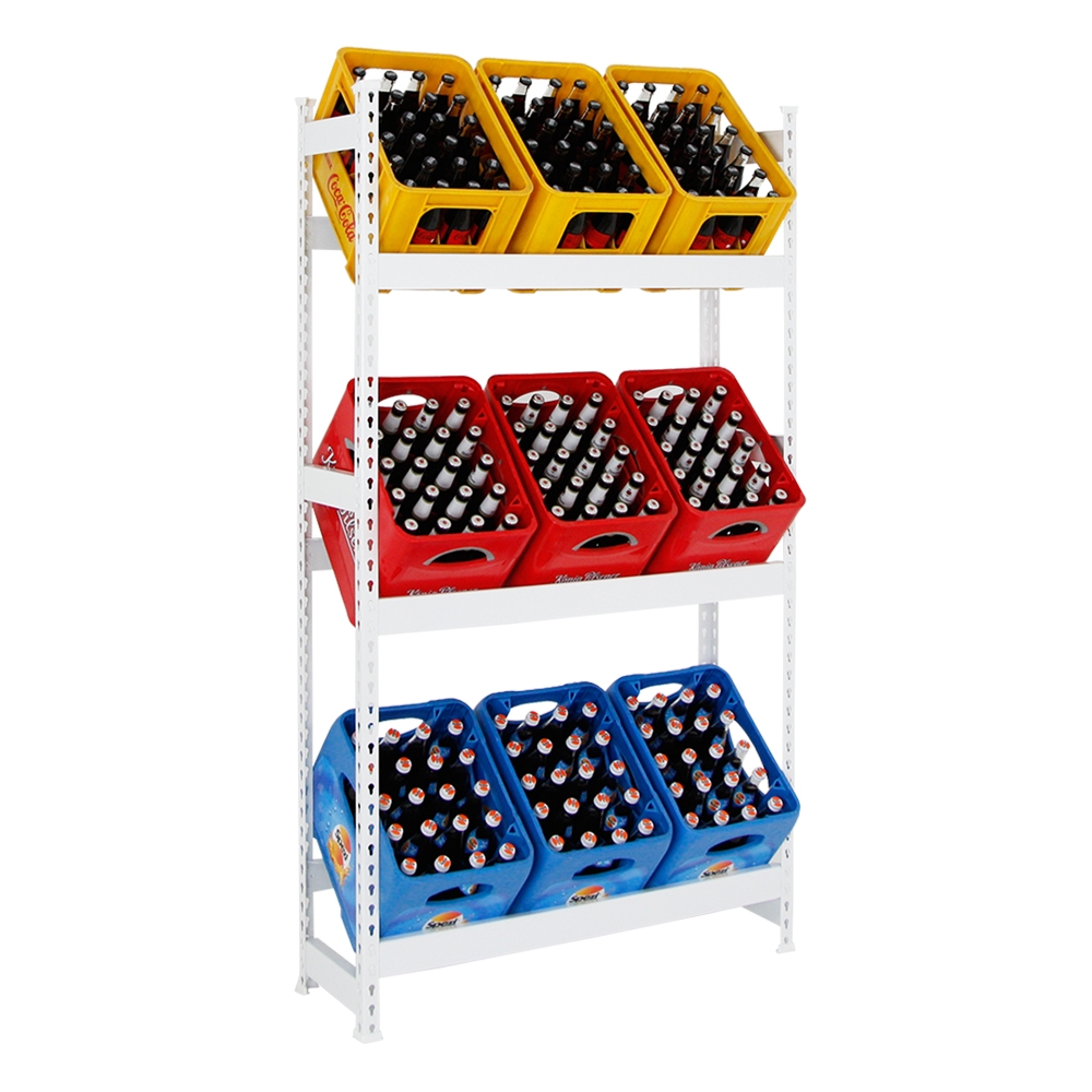 PROREGAL Getränkekistenregal Big Camel | HxBxT 180x100x30cm | Weiß | Steckregal Grundregal Image