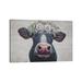 East Urban Home Clara the Cow w/ Daisies Farmhouse Style by Hippie Hound Studios - Wrapped Canvas Painting Metal | 26 H x 40 W x 1.5 D in | Wayfair