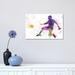 East Urban Home Man Soccer Football Player Flying Kicking I by Paul Rommer - Wrapped Canvas Painting Canvas | 12 H x 18 W x 1.5 D in | Wayfair