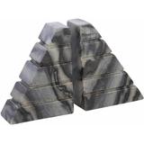 Dyre 6"H x 3"W x 5"D, 6"H x 3"W x 5"D Modern decor Gray Bookend - Hauteloom