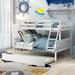 Modern Pine Wood Twin Over Full Bunk Bed with Trundle&Ladder&Safety Rails for Kids, Teens, Adults, Convertible into 2 Beds