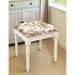 Caramel Painterly Toile Vanity Stool with off-white Frame