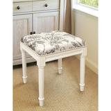 Grey Peony Vanity Stool with White Frame