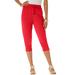Plus Size Women's Drawstring Soft Knit Capri Pant by Roaman's in Vivid Red (Size 6X)