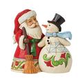 Enesco Jim Shore Heartwood Creek Santa and Snowman Christmas Togetherness Pint-Sized Figurine, 4.75 Inch, Multicolor