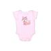 Hudson Baby Short Sleeve Onesie: Pink Solid Bottoms - Size 0-3 Month