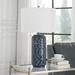 Willa Arlo™ Interiors Cyra 26.5" White/Blue Table Lamp Ceramic/Fabric in Blue/White | 26.5 H x 15 W x 15 D in | Wayfair