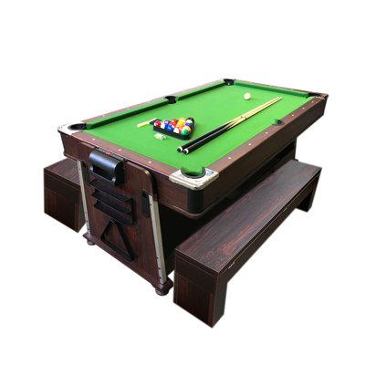 Simba USA Inc Pool Table 7ft + Air Hockey + Table Tennis + Table – Mattew w/ Benches Manufactured in Brown/Green | 32 H x 80 W x 44 D in | Wayfair
